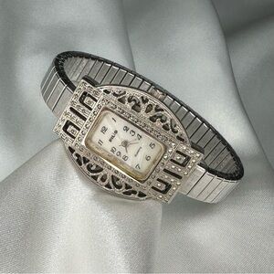 Filigree Mother of Pearl Silver Watch